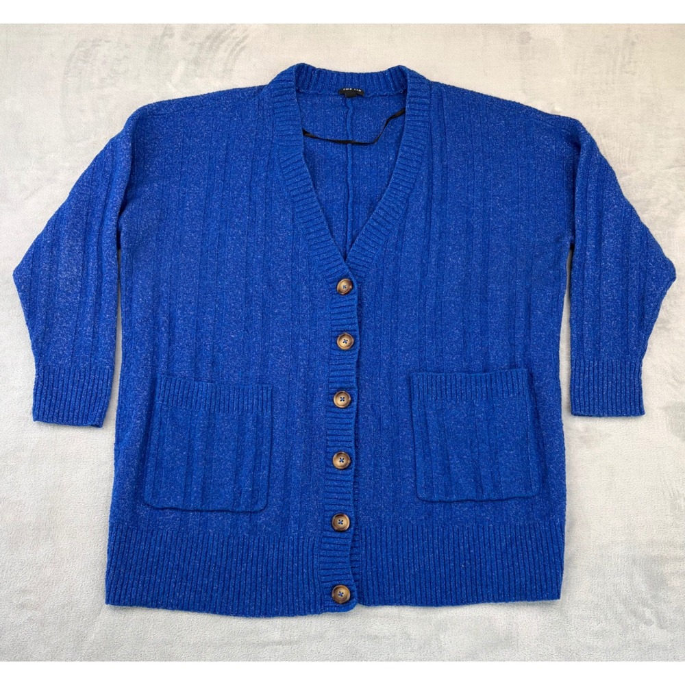 Torrid Womens Cardigan Sweater Cobalt Blue Size 3 Boyfriend Pockets Long Sleeve